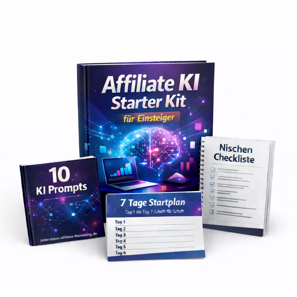 Affiliate KI Starter Kit für Einsteiger mit Leitfaden, 10 KI Prompts, Nischen Checkliste und 7 Tage Startplan